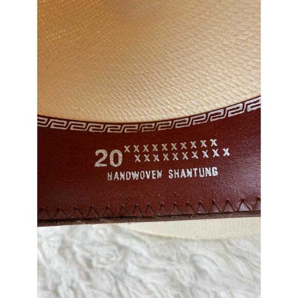 Shangtung Size 6 7/8 Cream Handwoven Straw Texas Cowboy Hat - Picture 5 of 8